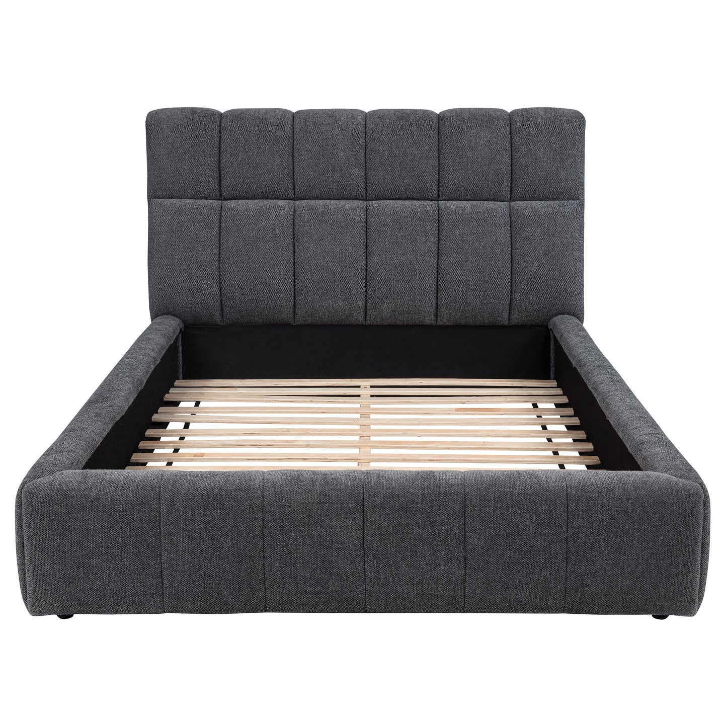 Nollet 48-inch Upholstered Eastern King Platform Bed Grey