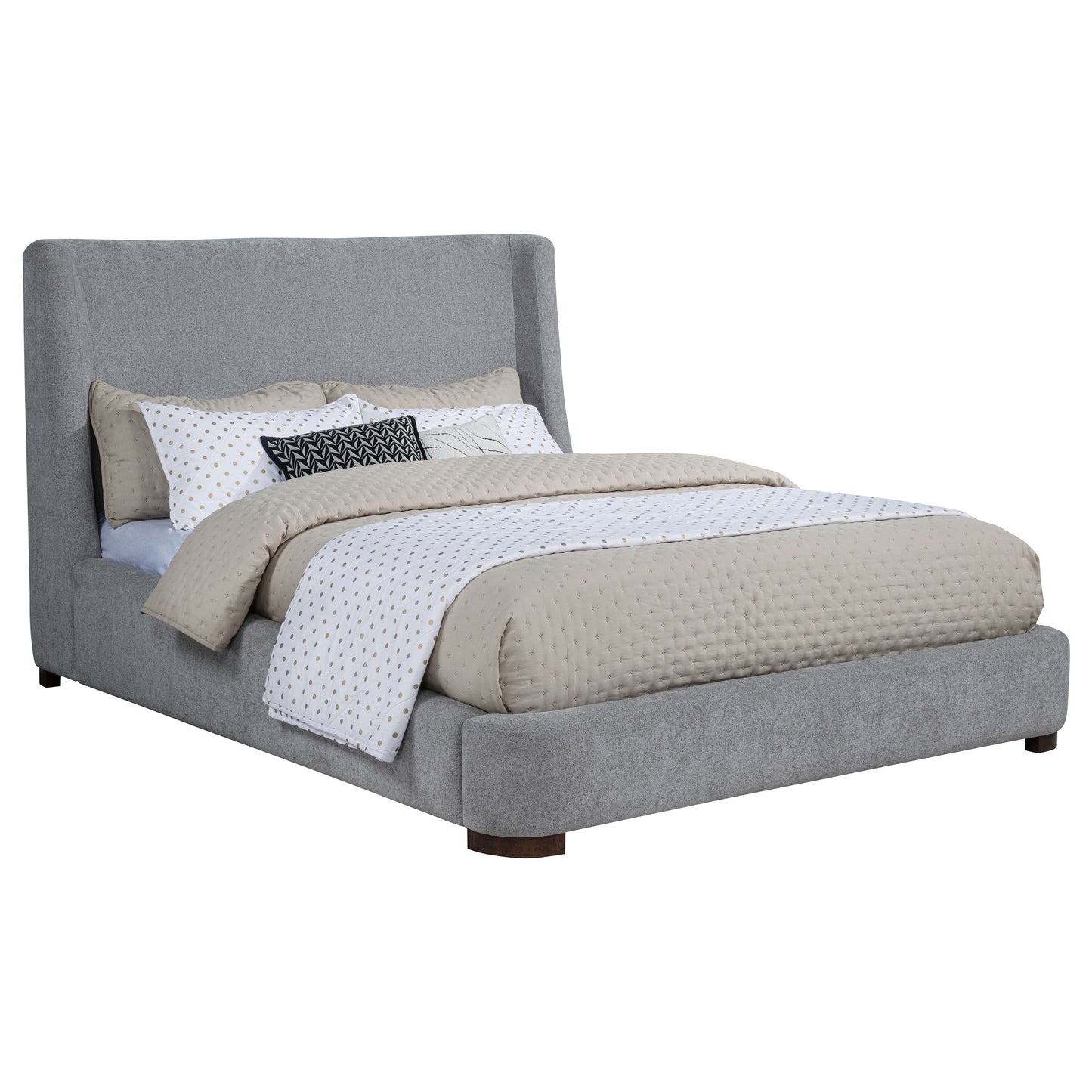 Rennes Upholstered Eastern King Wingback Platform Bed Grey