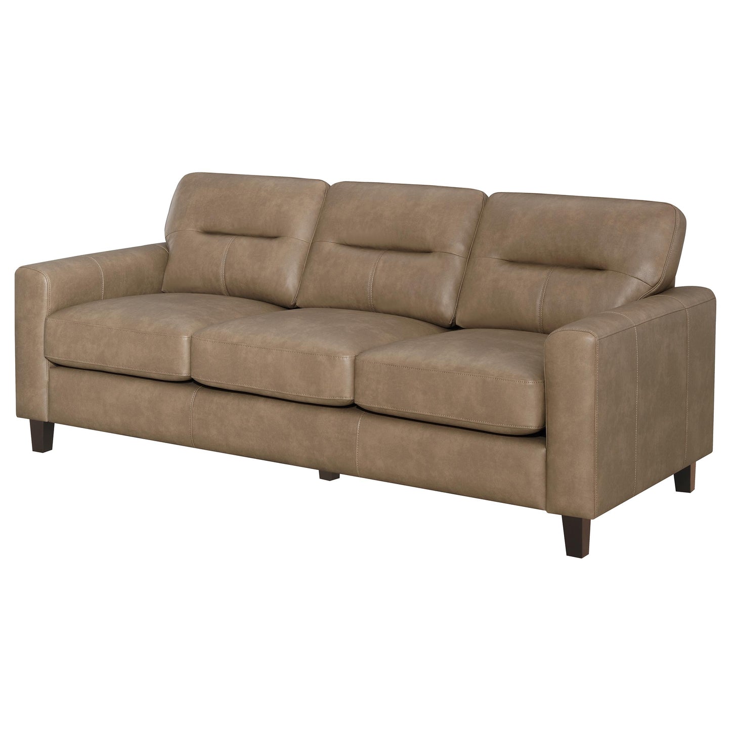 Scotland Faux Leather Upholstered Track Arm Sofa Brown