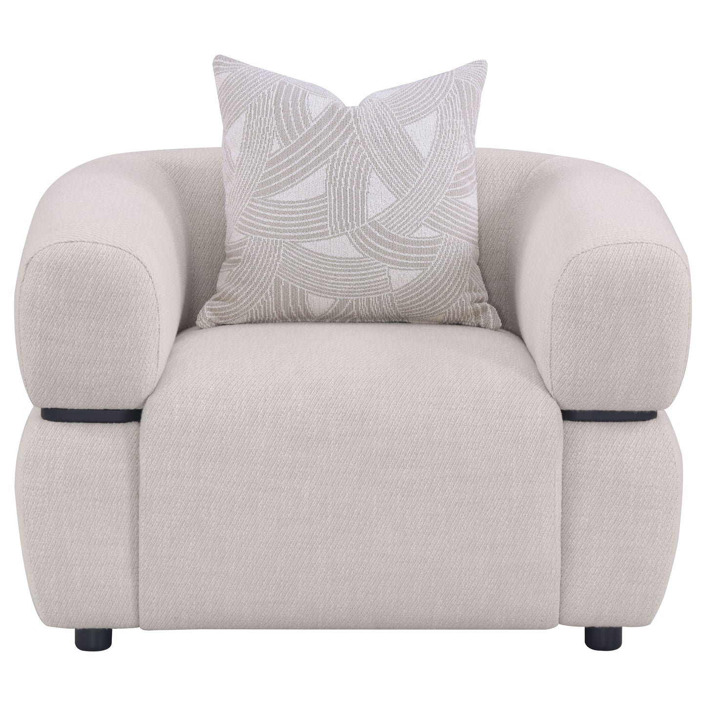 Jeanette Fabric Upholstered Round Arm Accent Chair Beige
