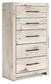 Full Panel Headboard with Mirrored Dresser, Chest and Nightstand