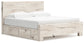 King Panel Bed with Mirrored Dresser, Chest and Nightstand