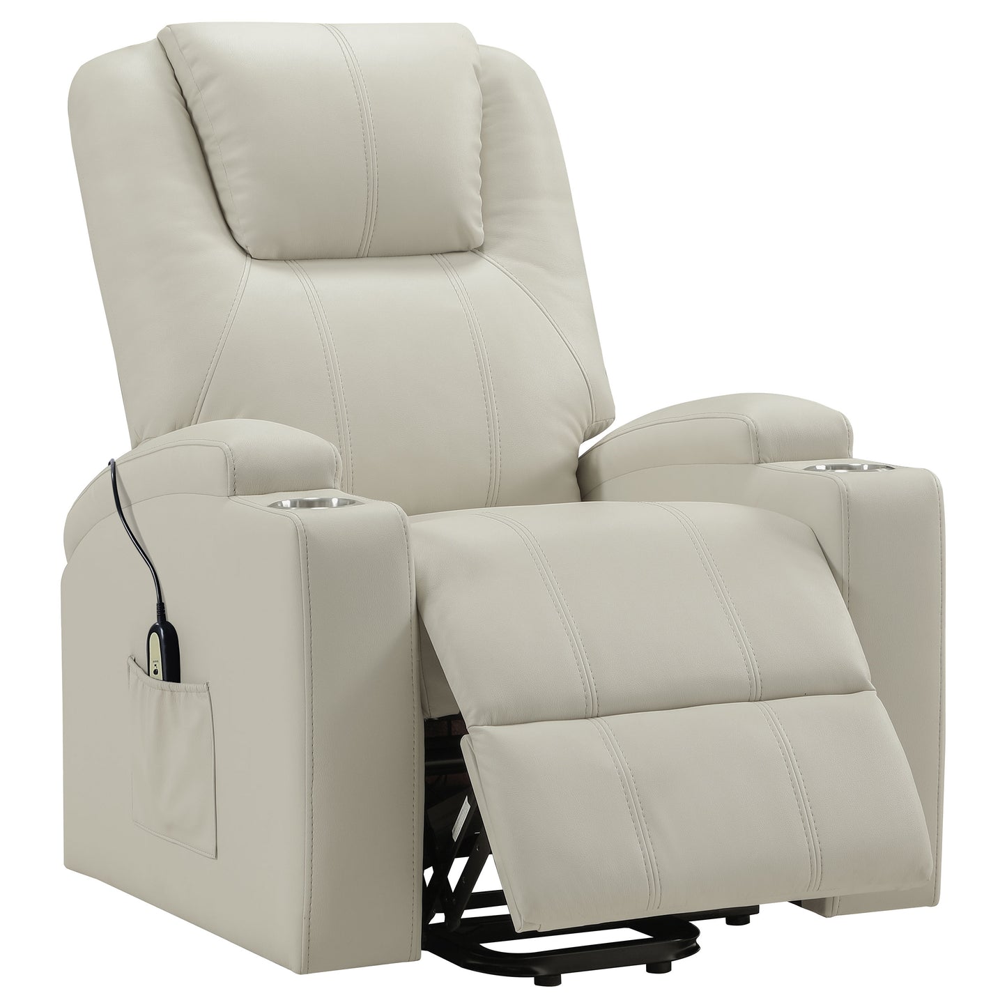 Armstrong Upholstered Power Lift Massage Recliner Ivory