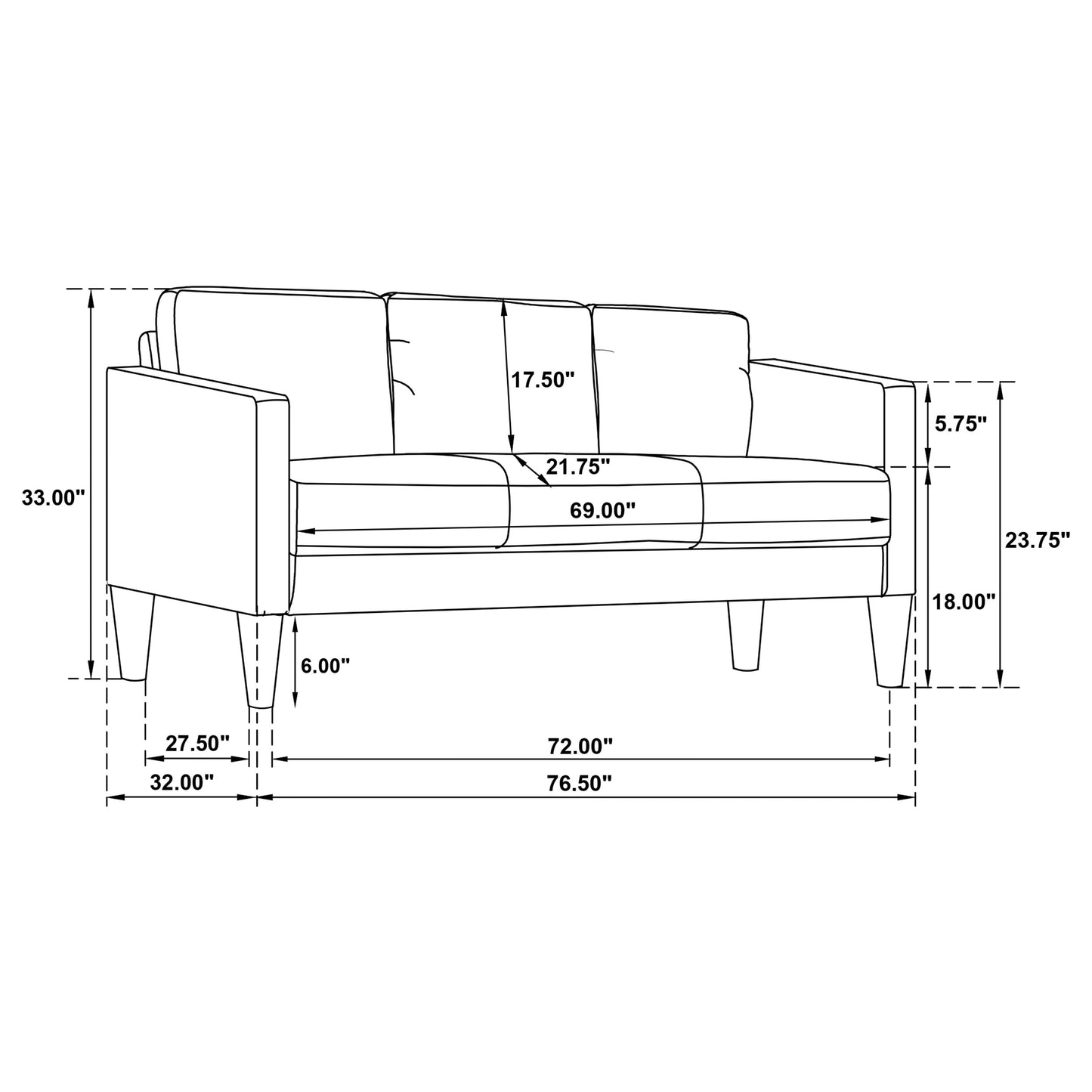 Ruth 3-piece Fabric Upholstered Track Arm Sofa Rust Red
