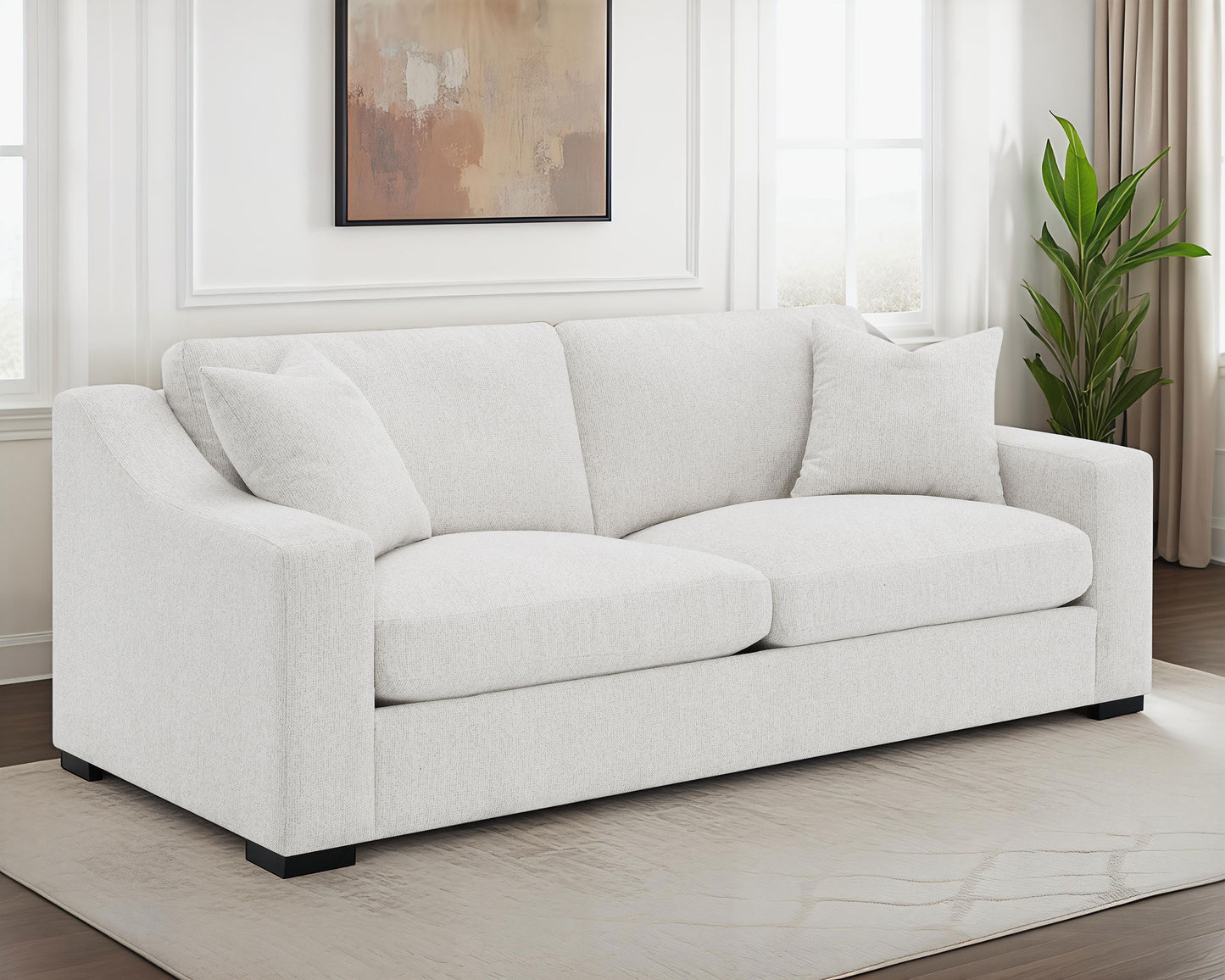 Ashlyn Fabric Upholstered Track Arm Sofa Sand