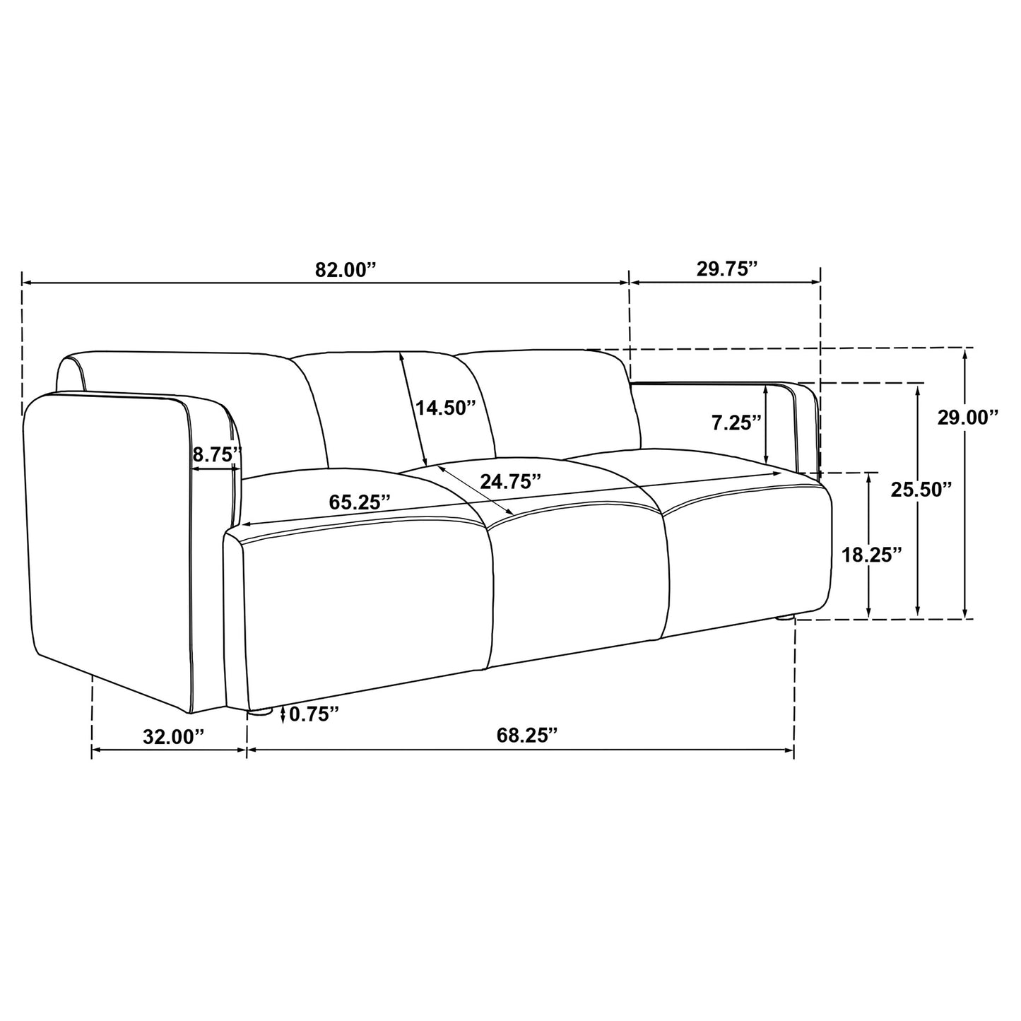 Dorset 3-piece Upholstered Round Track Arm Sofa Set White