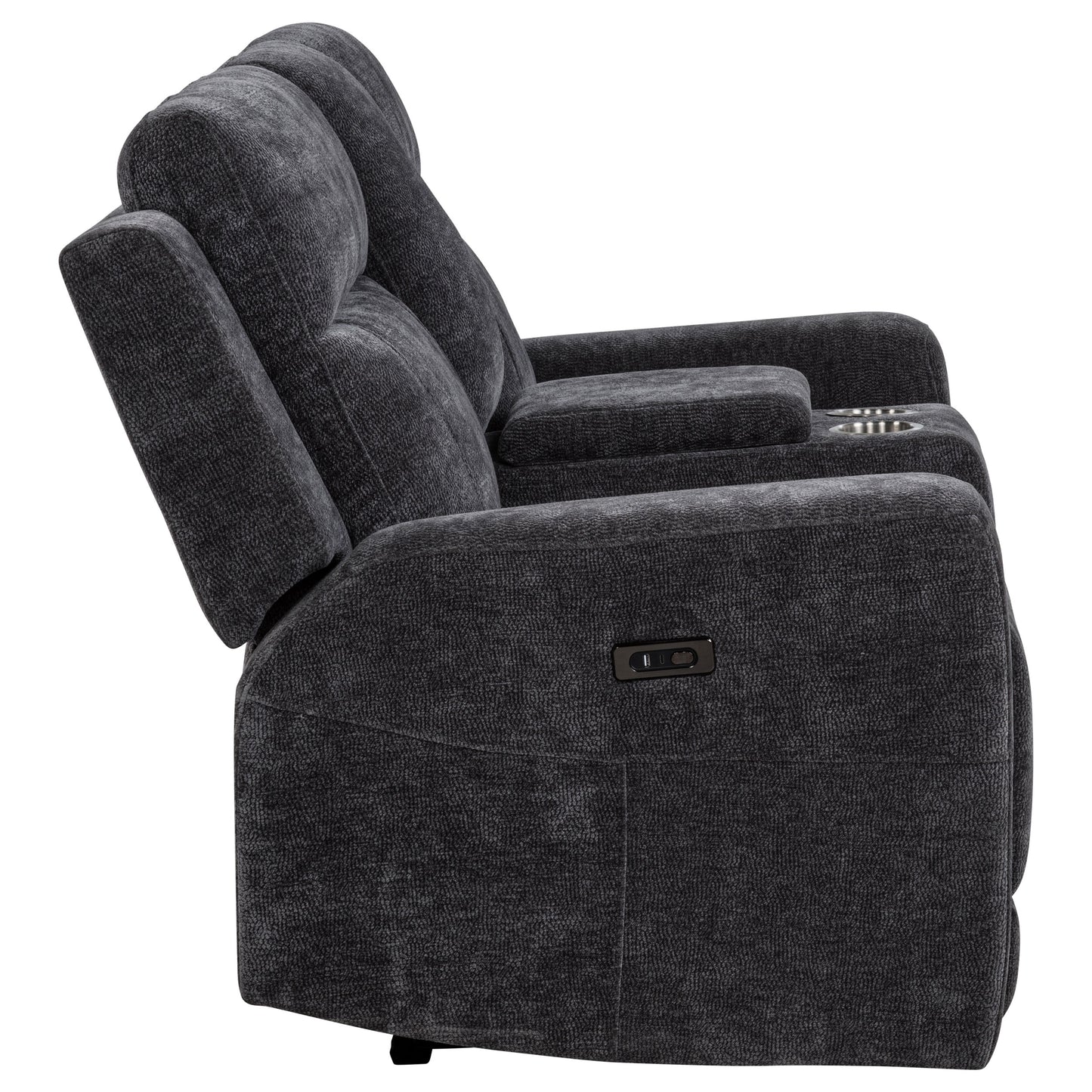 Kennett Chenille Upholstered Power Reclining Loveseat Grey