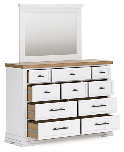 Ashbryn California King Panel Storage Bed with Mirrored Dresser and Chest
