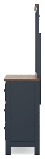 Landocken Full Panel Headboard with Mirrored Dresser