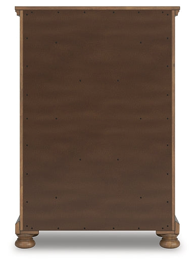 Feddinger California King Storage Sleigh Bed with Mirrored Dresser and Chest