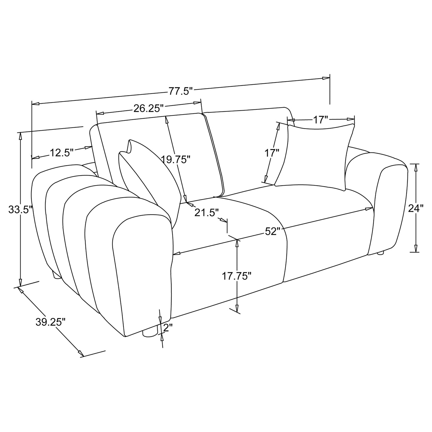 Burnett Chenille Upholstered Wide Arm Loveseat Burnt Orange