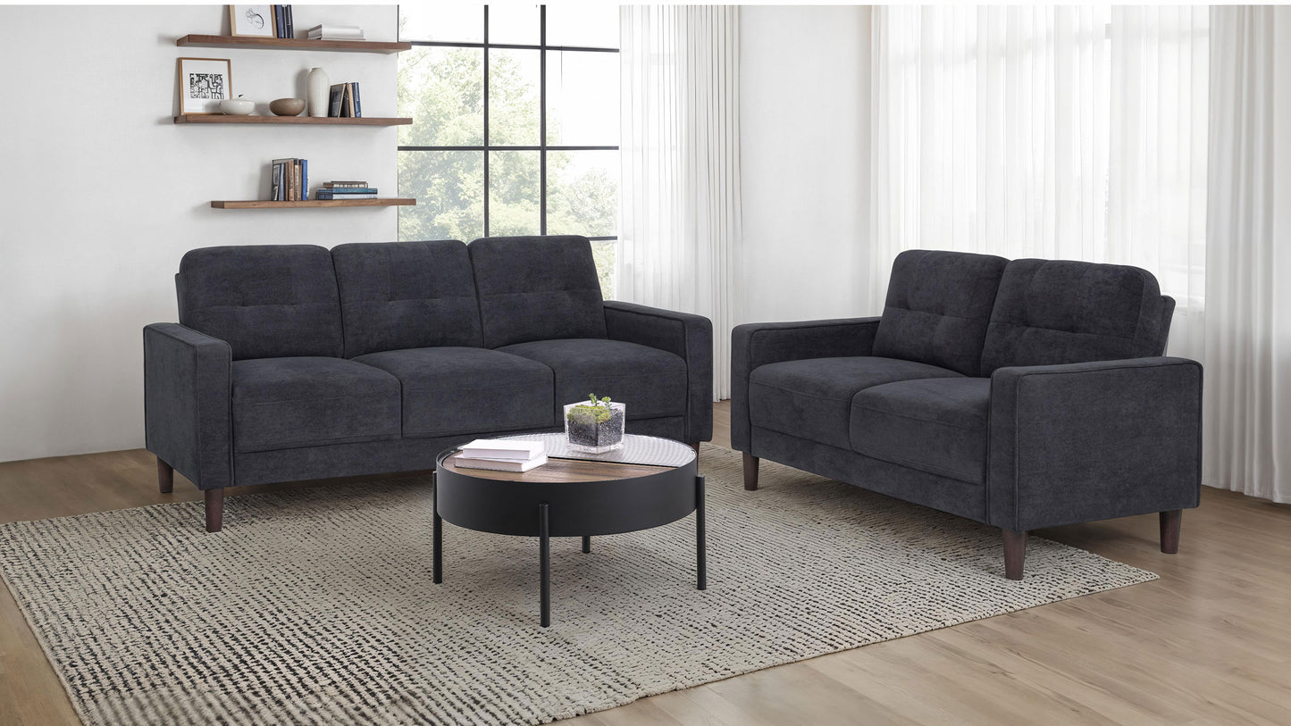 Bowen II 2-piece Upholstered Track Arm Sofa Set Steel Grey