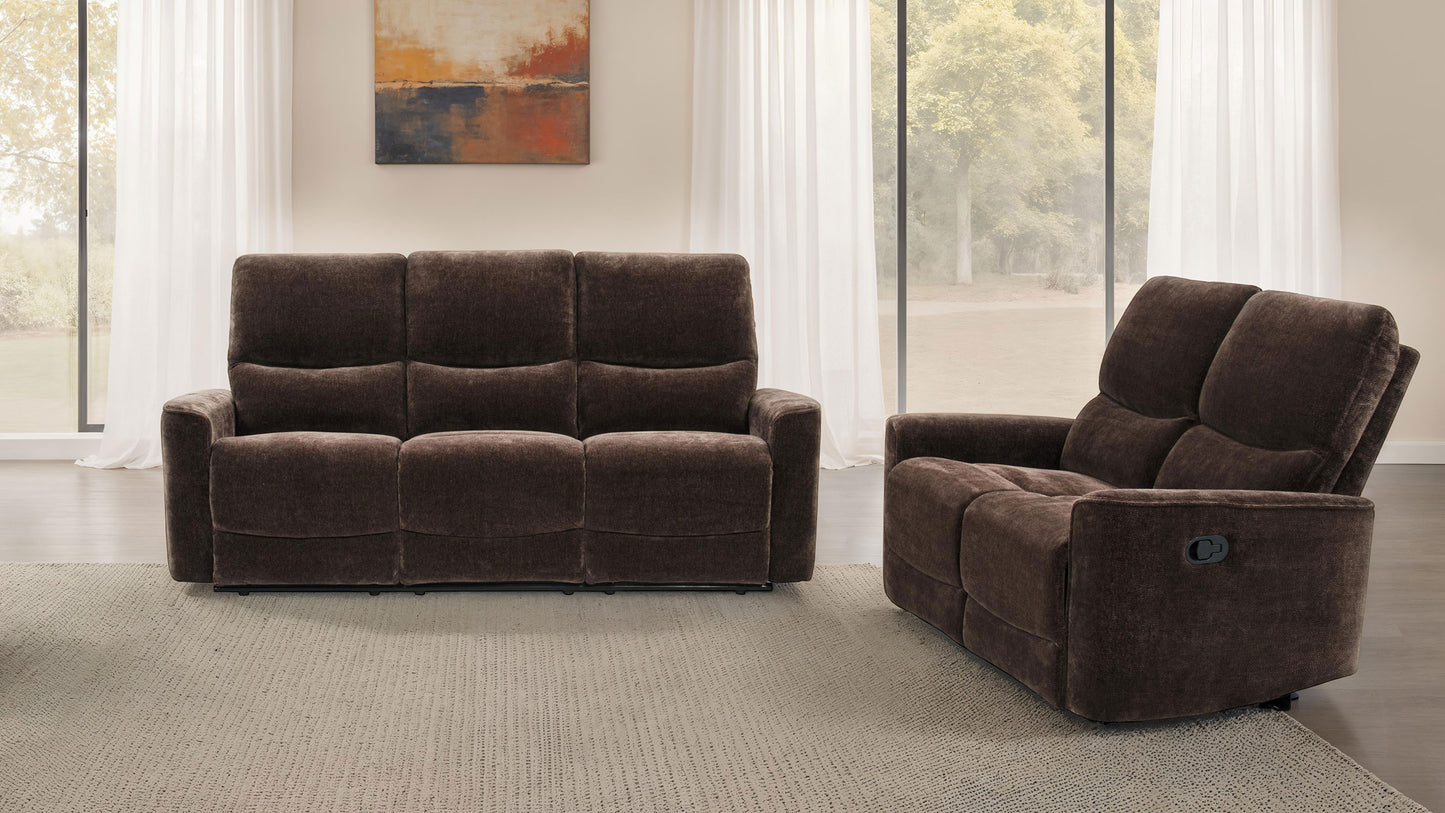 Navarro 2-piece Upholstered Reclining Sofa Set Dark Brown