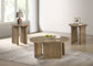 Adina 3-piece Round Coffee Table Set Distressed Light Brown