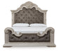 Bruchandi King Upholstered Panel Bed with Mirrored Dresser