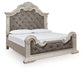 Bruchandi King Upholstered Panel Bed with Mirrored Dresser