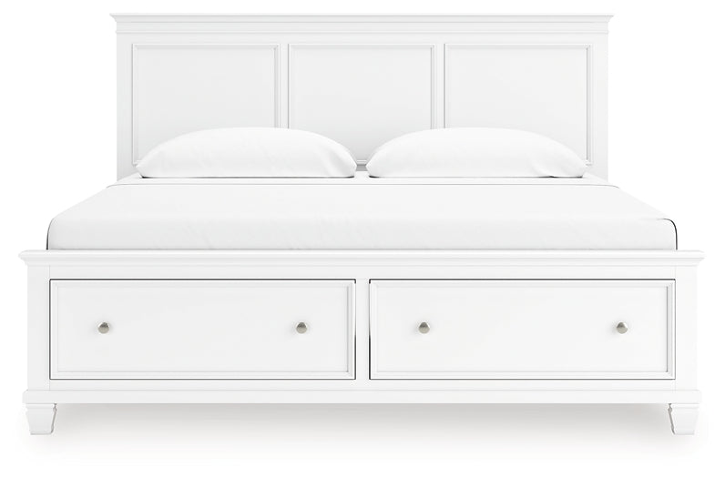 Fortman King Panel Storage Bed with Mirrored Dresser