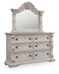 Bruchandi California King Upholstered Panel Bed with Mirrored Dresser