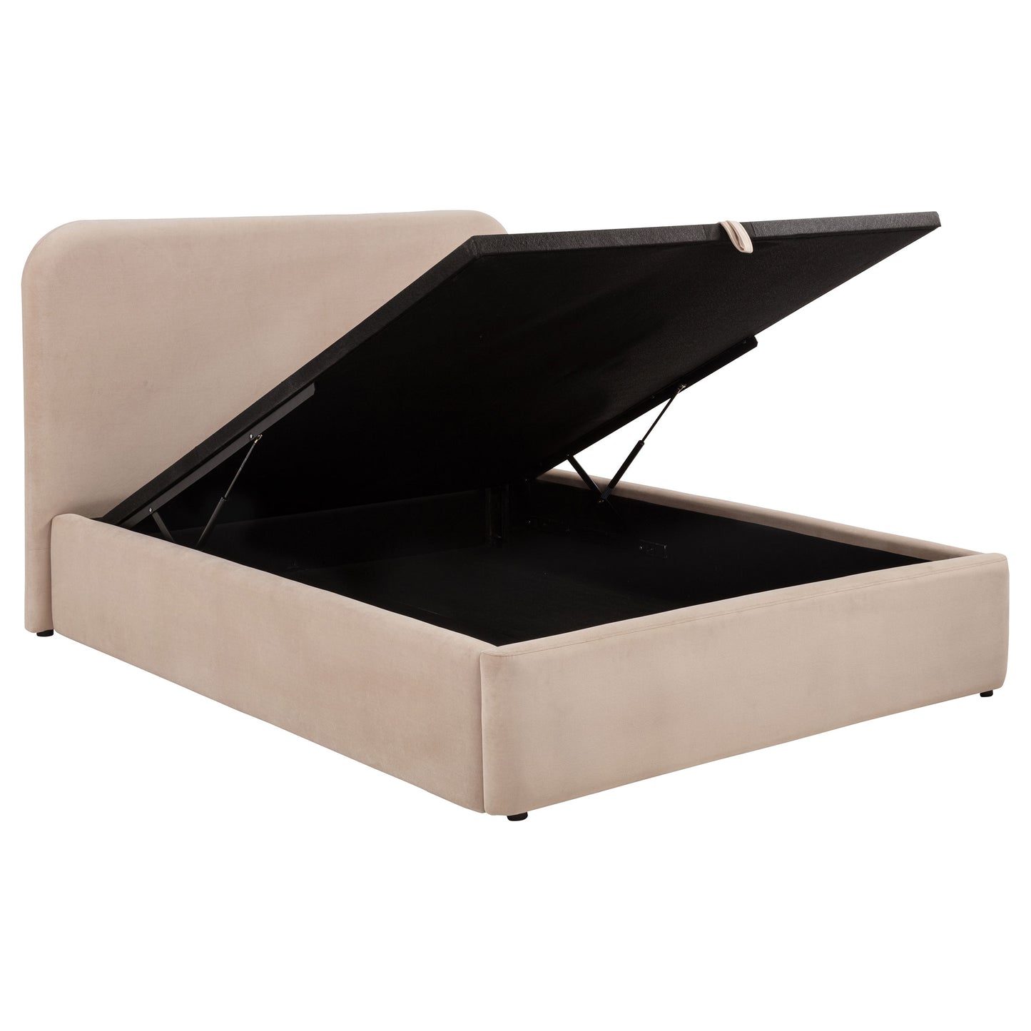 Anders Upholstered Full Storage Lift Platform Bed Beige
