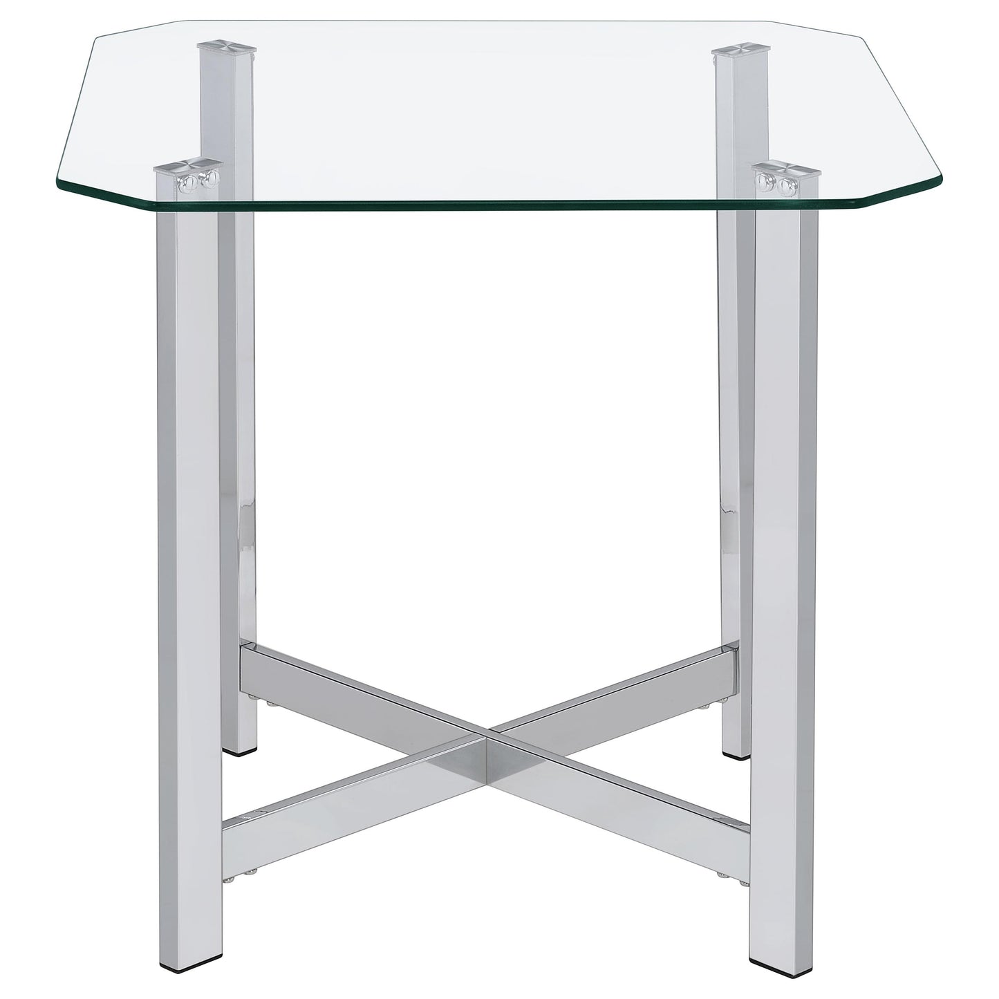 Cronin 3-piece Tempered Glass Top Coffee Table Set Chrome