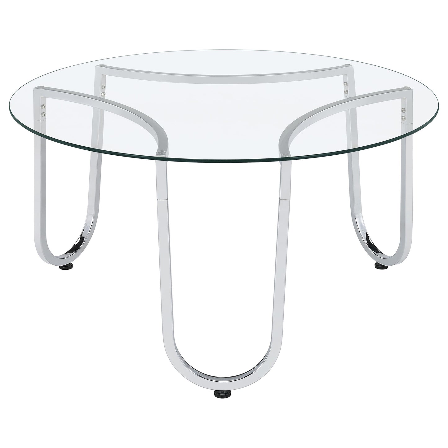 Beller 2-piece Round Tempered Glass Top Coffee Table Set Chrome
