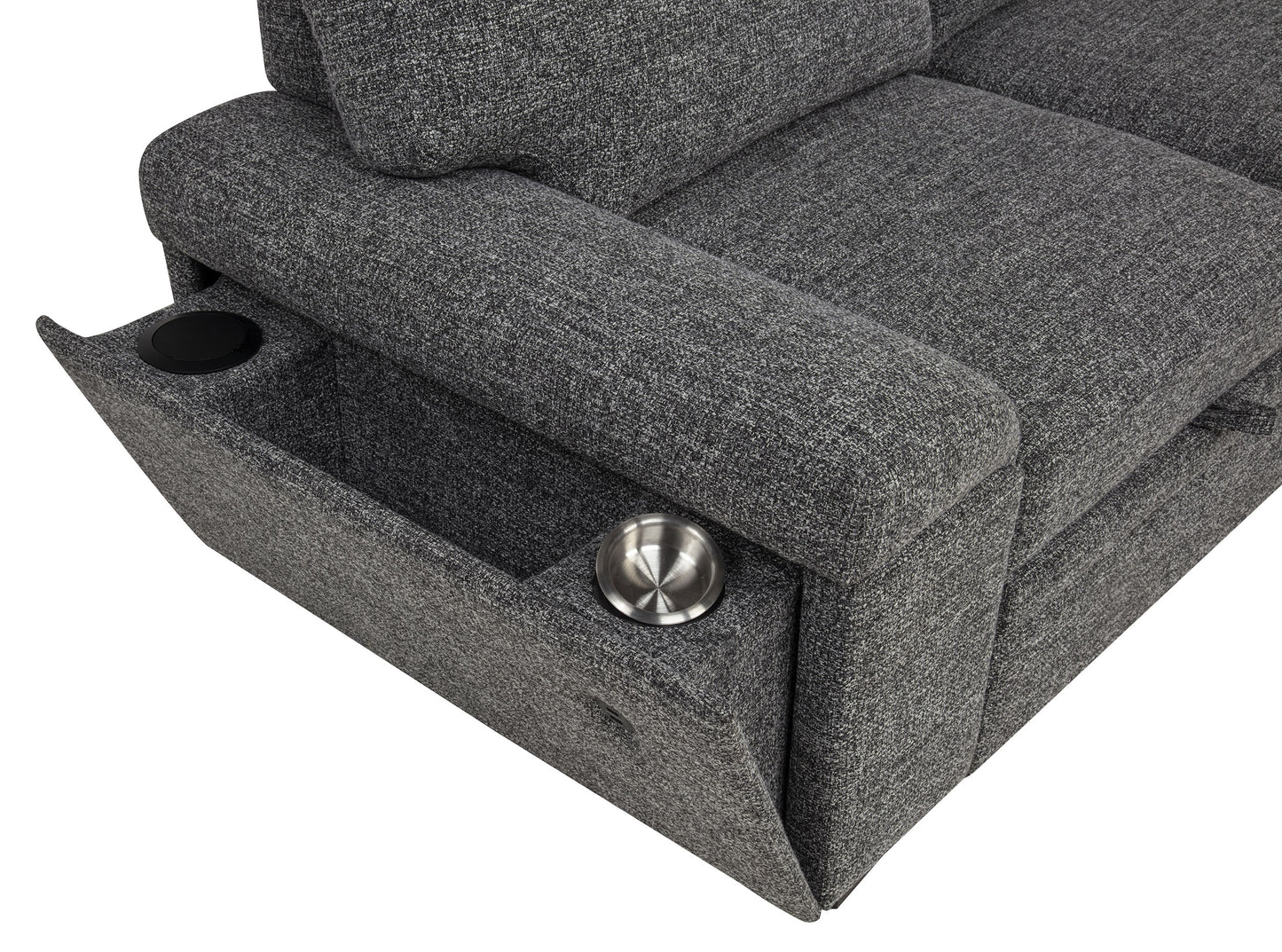 Demko Sleeper Sectional Sofa with Speaker and Storage Chaise Granite