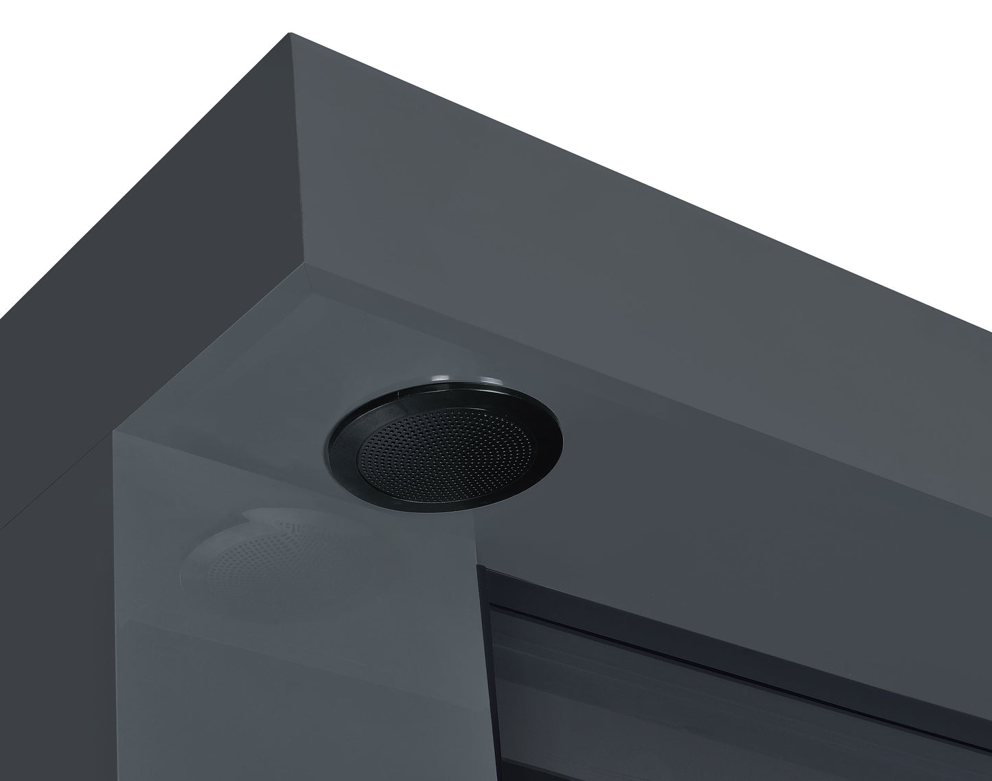 Mallory TV Stand Fireplace Console Bluetooth Speaker Grey High Gloss