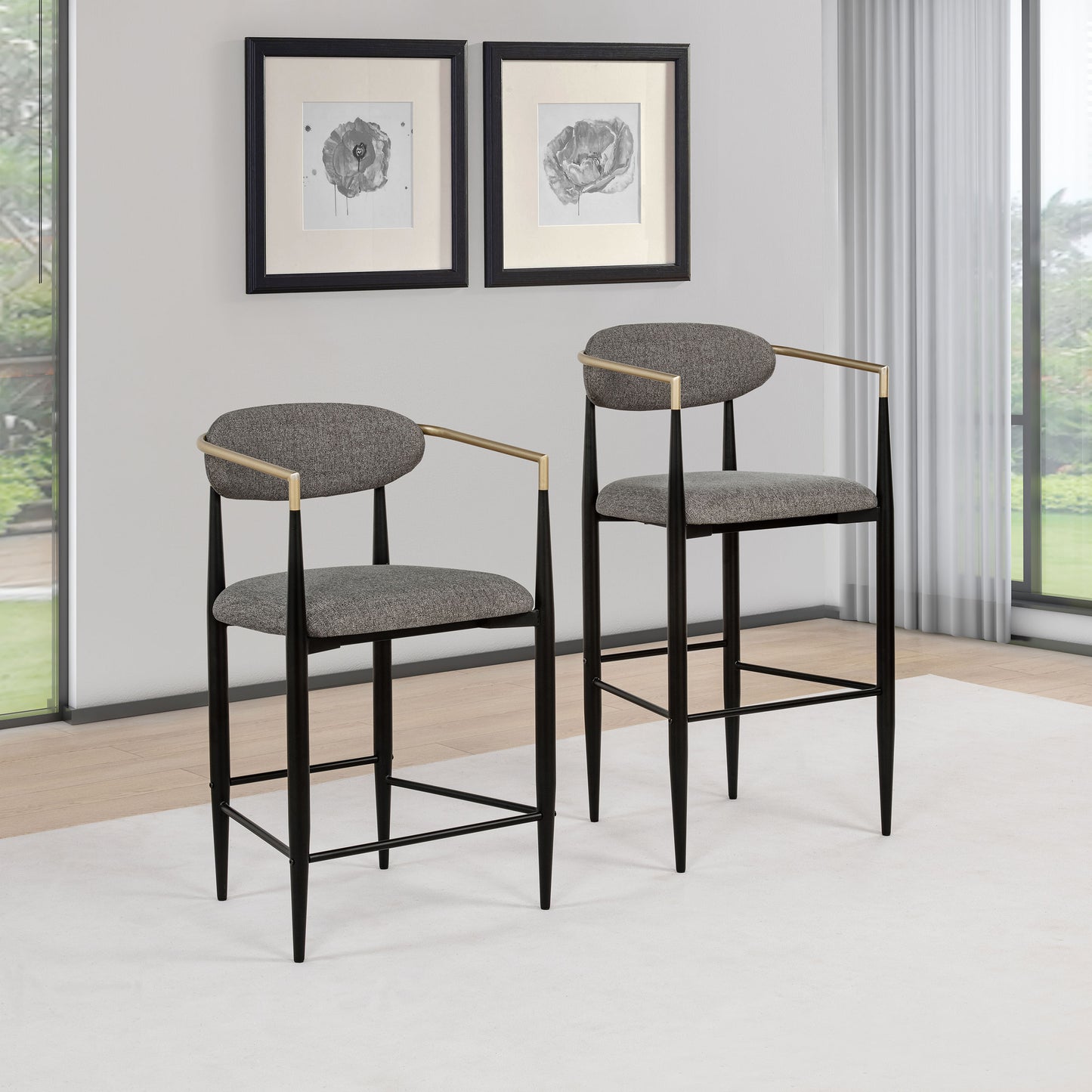 Tina Fabric Upholstered Counter Chair Grey (Set of 2)