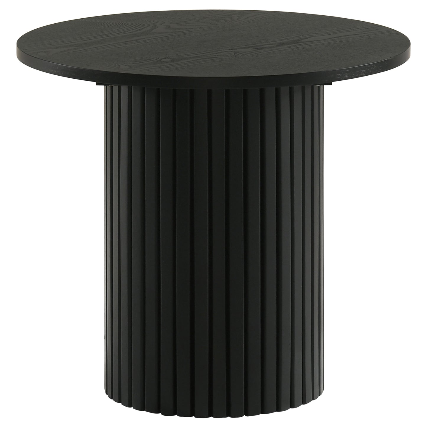 Hamlyn 2-piece Round Fluted Coffee and End Table Set Black