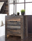 Drystan Queen Panel Bed with 4 Storage Drawers, Dresser, Mirror, Chest and Nightstand