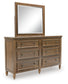 Sturlayne King Upholstered Panel Bed, Dresser and Mirror
