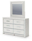 Birmonton Queen Upholstered Panel Platform Storage Bed, Dresser and Mirror