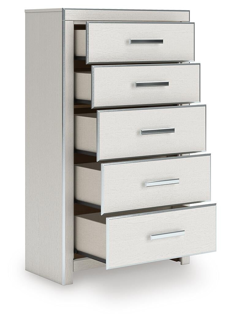 Zuraleus Queen Upholstered Panel Platform Bed, Dresser, Mirror, Chest and Nightstand