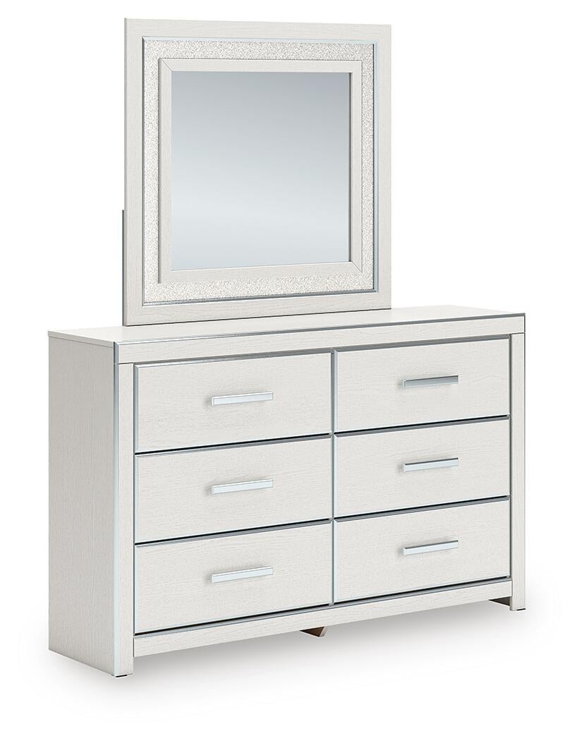 Birmonton California King Upholstered Bed, Dresser, Mirror, Chest and Nightstand