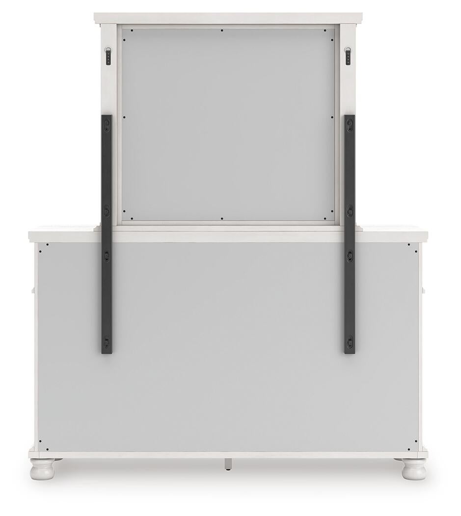 Rowlenstown California King Poster Bed, Dresser and Mirror