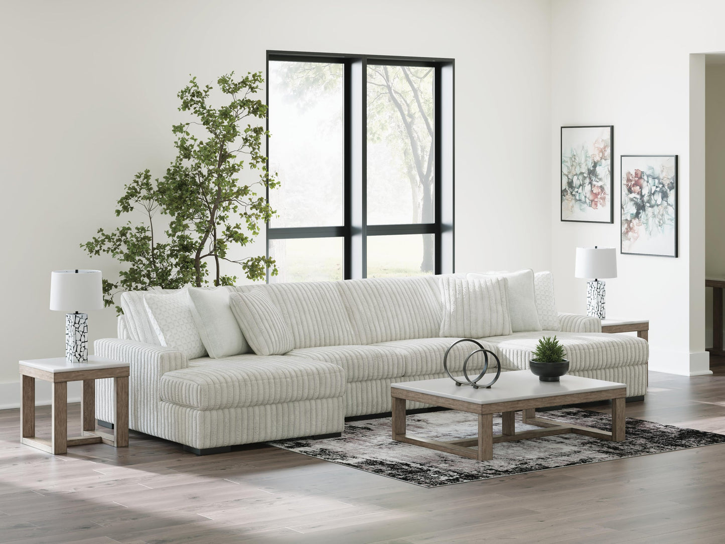 Stupendous 4-Piece Sectional with Double Chaise