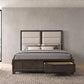 Farre Eastern King Upholstered Storage Platform Bed Dark Brown