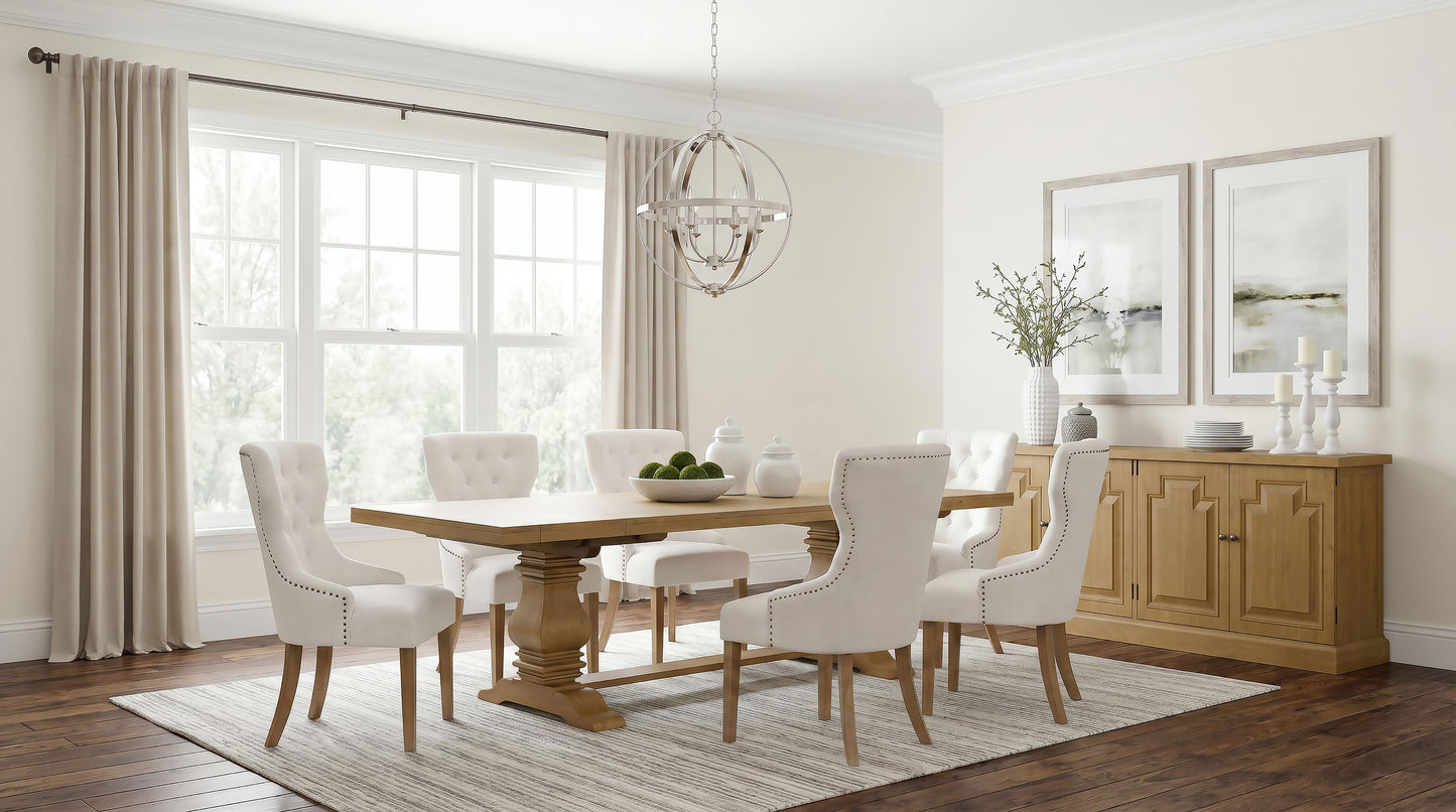 Baney Fabric Upholstered Dining Side Chair Beige and Rustic Honey