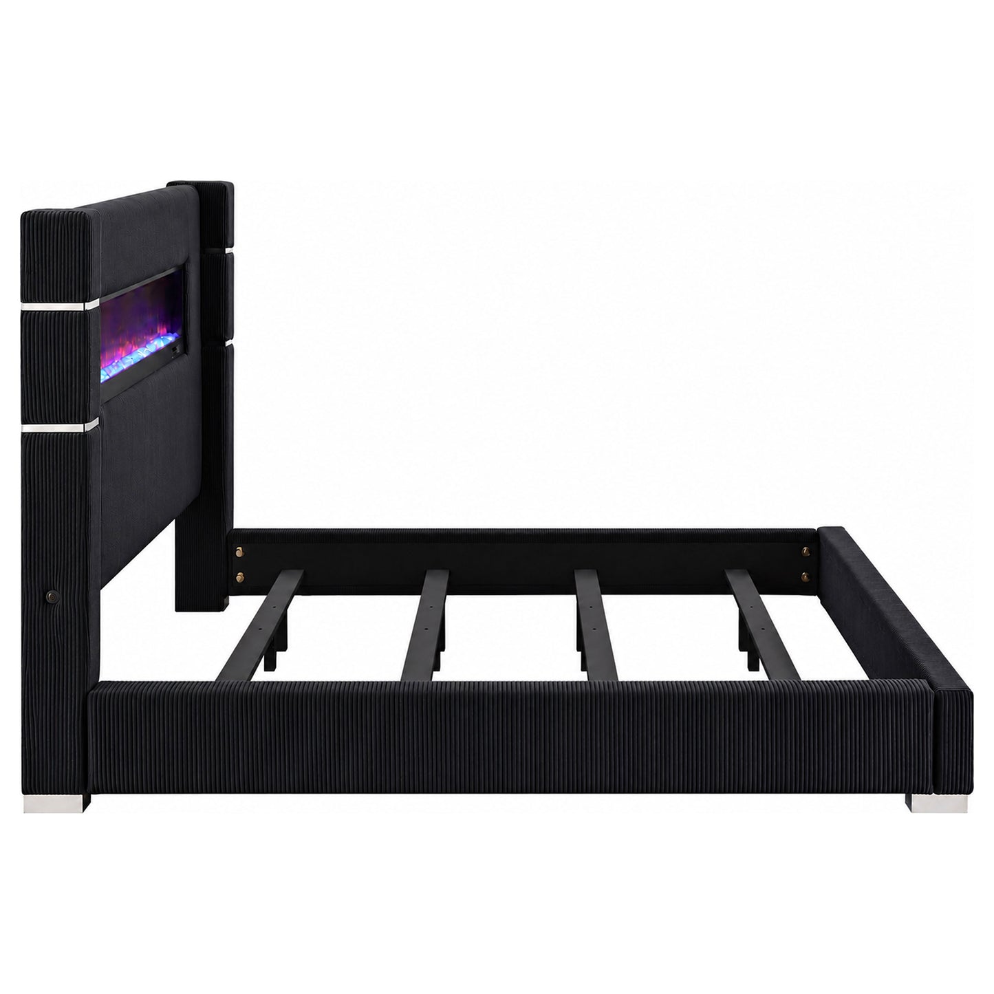 Tisdall Upholstered Cal King Flame Visualizer Bed Black