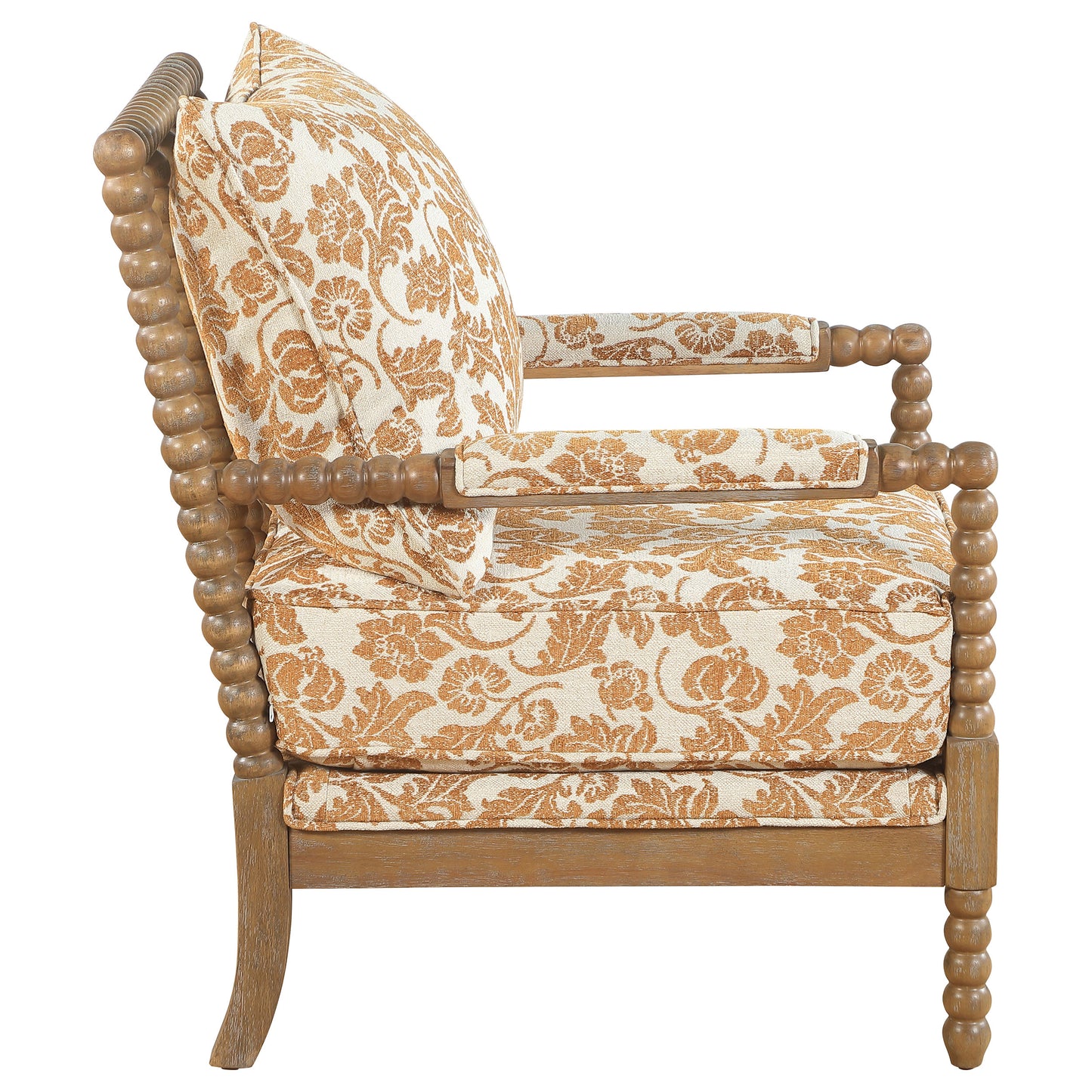 Blanchett Upholstered Bobbin Accent Chair Apricot and Distressed Brown