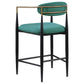 Tina Metal Counter Height Bar Stool with Upholstered Back and Seat Green (Set of 2)