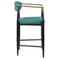 Tina Metal Counter Height Bar Stool with Upholstered Back and Seat Green (Set of 2)