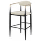 Tina Metal Pub Height Bar Stool with Upholstered Back and Seat Beige (Set of 2)