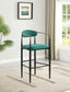 Tina Metal Pub Height Bar Stool with Upholstered Back and Seat Green (Set of 2)