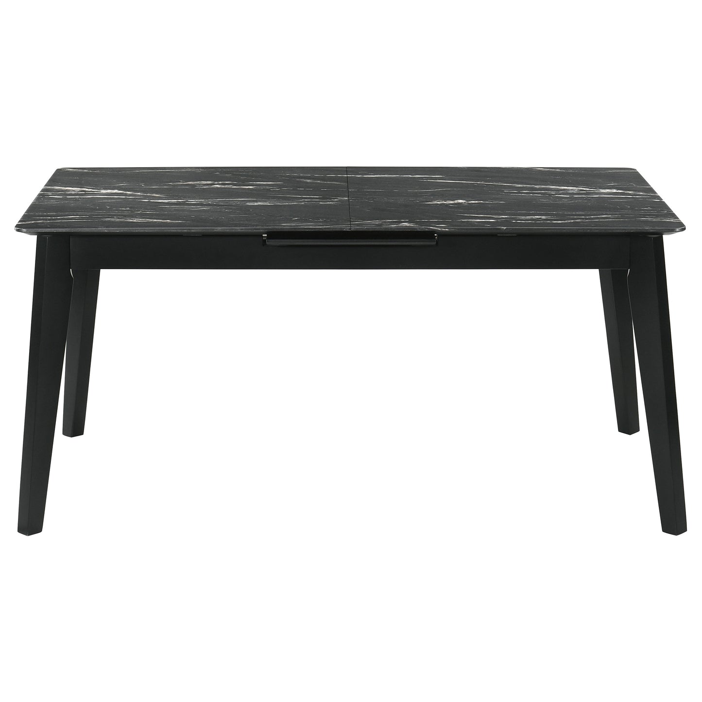 Crestmont Rectangular Dining Table with Faux Marble Top and 16" Self-Storing Extension Leaf Black