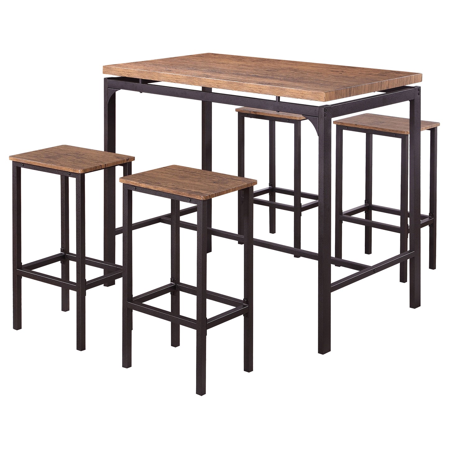 Santana 5-piece Pub Height Bar Table Set Weathered Chestnut and Black