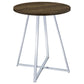 Burkhart Sled Base Round Bar Table Brown Oak and Chrome