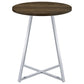 Burkhart Sled Base Round Bar Table Brown Oak and Chrome