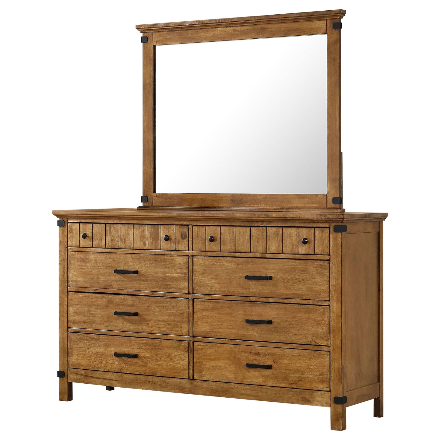 Brenner 8-drawer Dresser with Mirror Rustic Honey