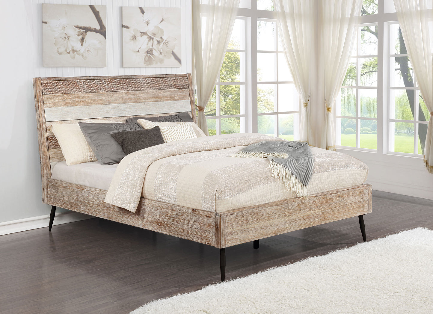 Marlow Wood Queen Panel Bed Rough Sawn Multi